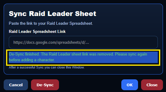 Green sync indicator